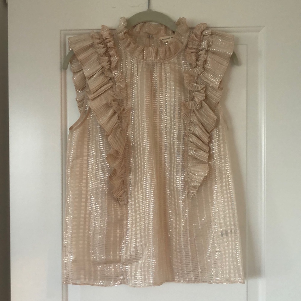 Rebecca Taylor silk/ metallic sleeveless blouse